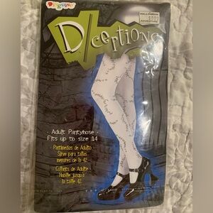 Disguise White Sheer Tights with Black Vine Stitching